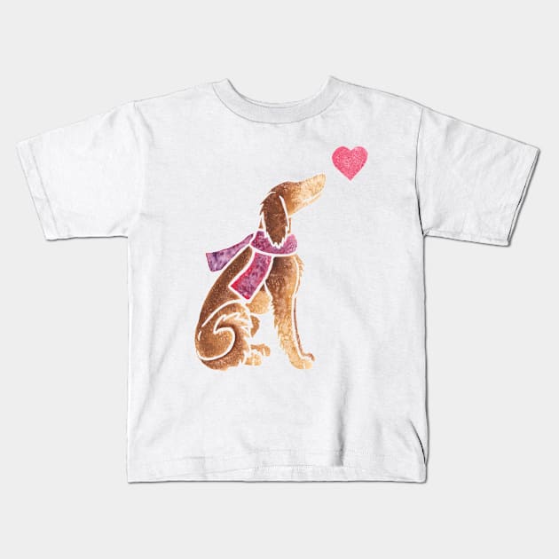 Watercolour Saluki Kids T-Shirt by animalartbyjess